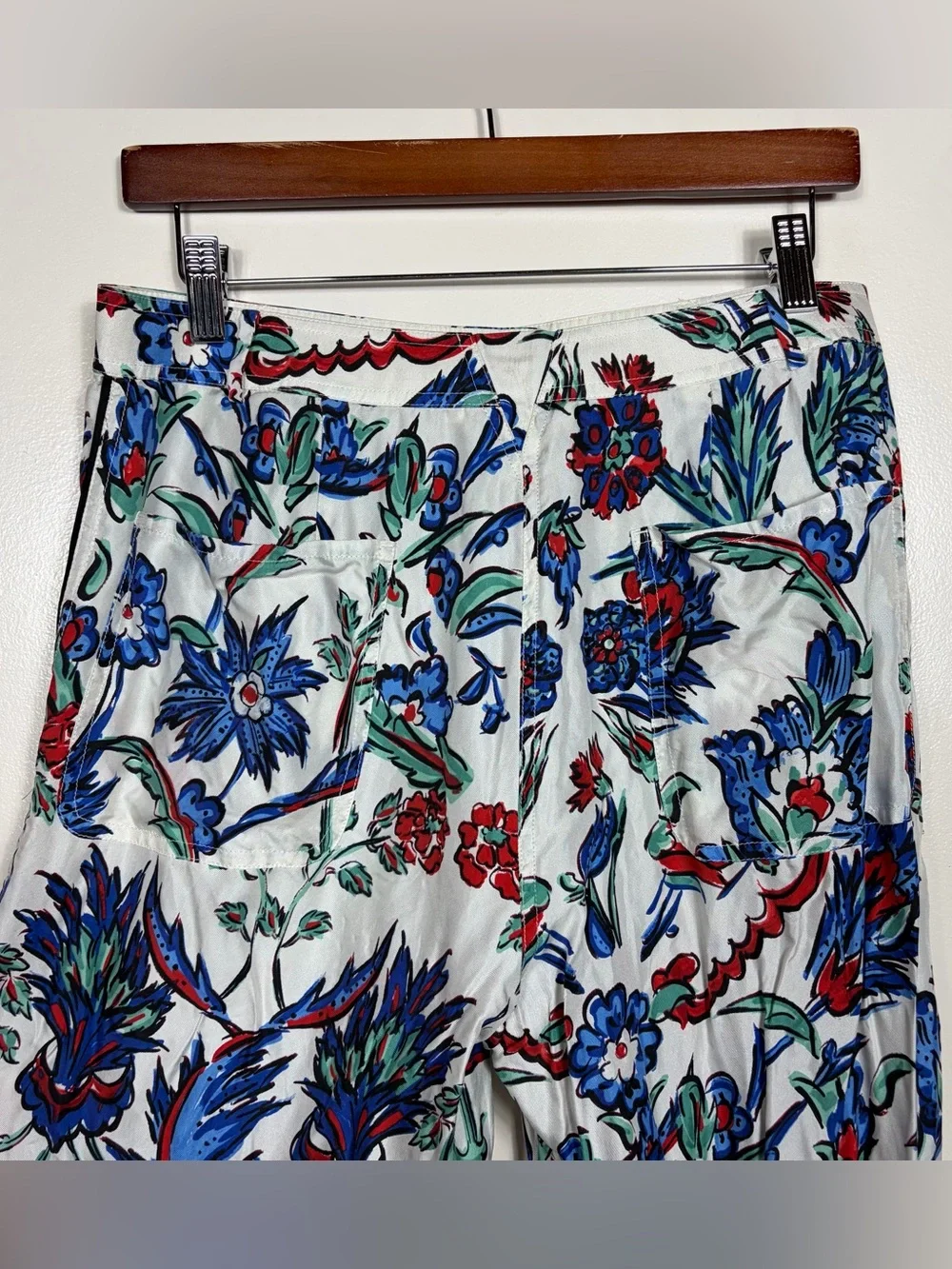 Tory Birch Silk Floral Wide Leg Pants 6 Boho Festival Coastal Shabby Vacation